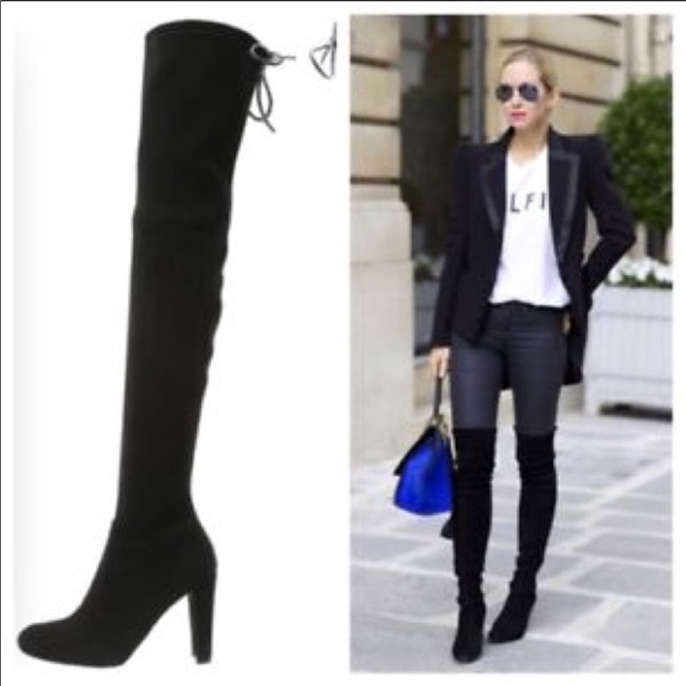 NEW HIGHLAND BOOTS STUART WEITZMAN BLACK 9 - Picture 1 of 8